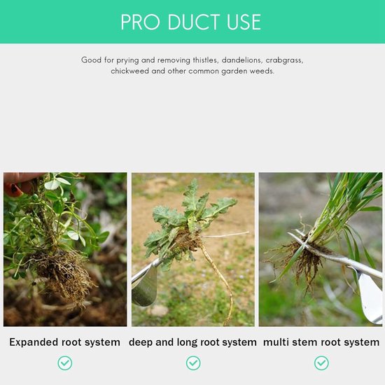 Handmatige Weed Tool - Onkruidsteker Tuin - Onkruid Verwijderen - Roestvrij Staal - 32 cm - Zilver — afbeelding 4