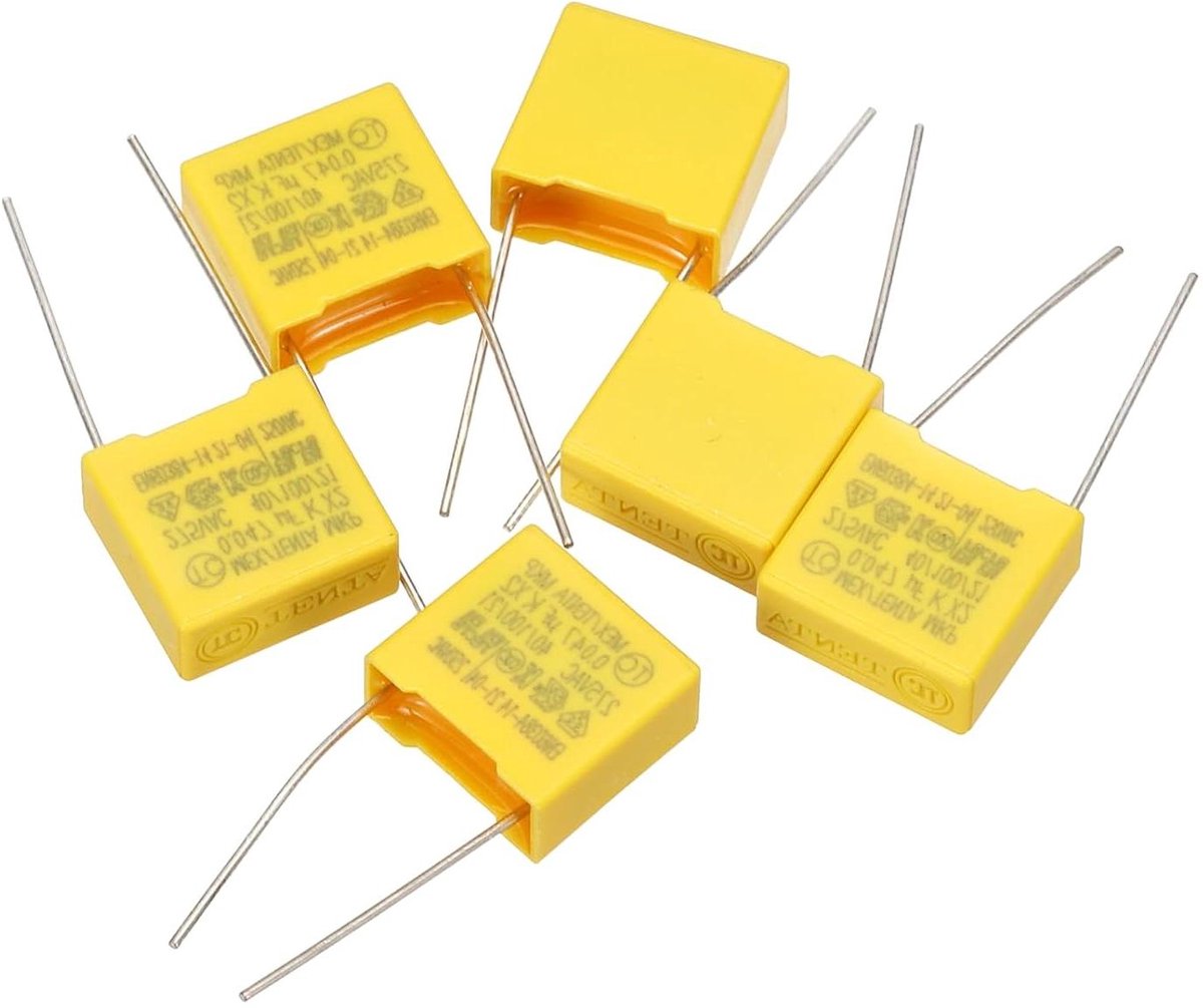 Veiligheidscondensatoren - Filmcondensator Condensator Assortiment - Schakelingen Beschermen - Vochtbestendig Anti-interferentie - 10 mm Pinafstand - Geel
