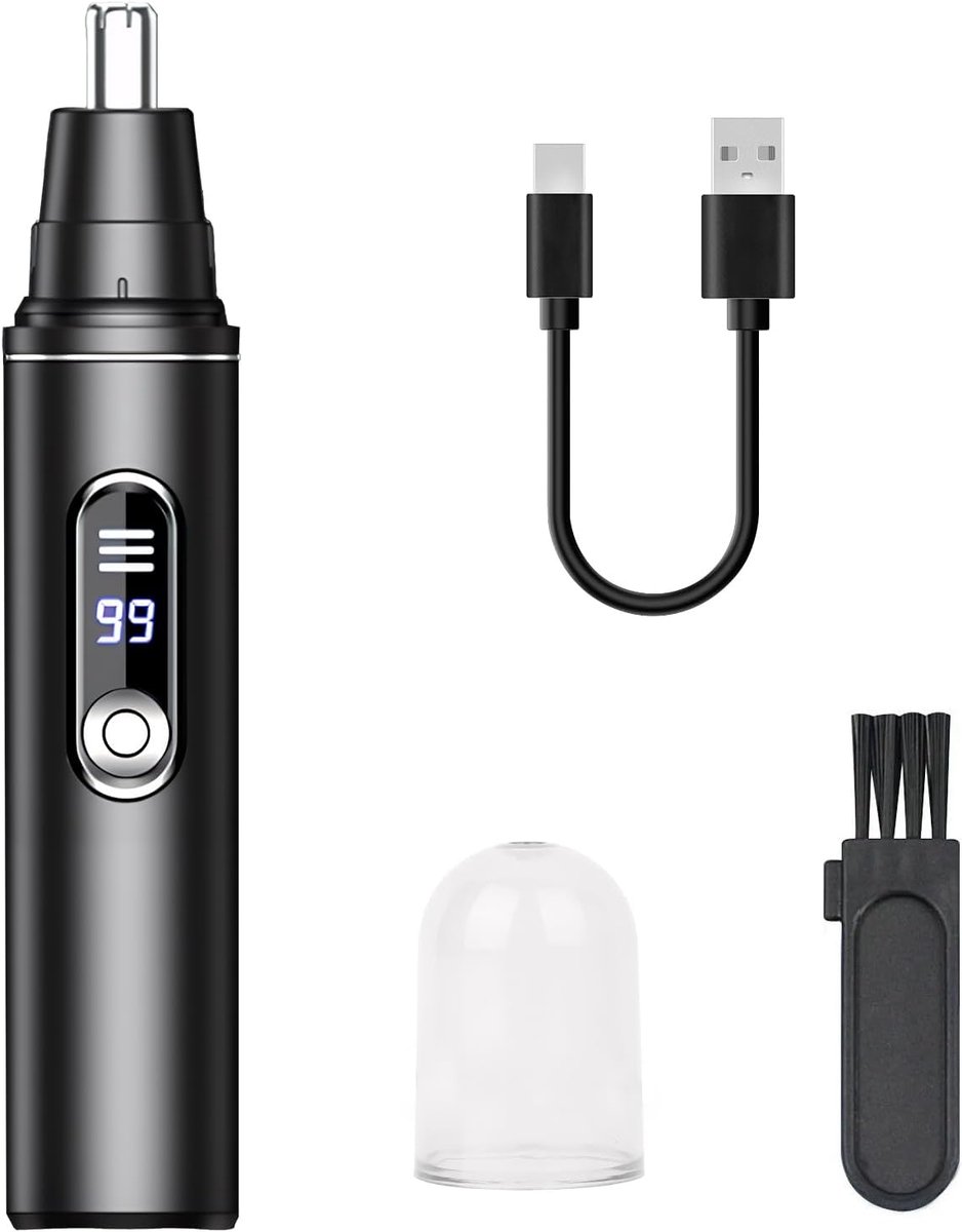 Neushaartrimmer Oplaadbaar - Elektrische Neus- en Oorhaartrimmer - Pijnloze Trimmen met LED-Licht - USB-C - RVS Mesjes - Voor Mannen en Vrouwen