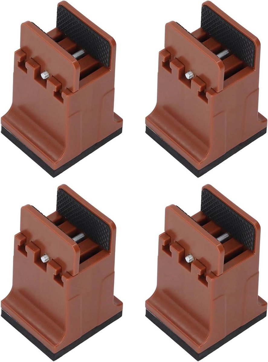 Verstelbare Bedverhogers - Meubelverhogers Rubber - Meubels Verhogen - Met Schroefklem - 10 cm - Bruin