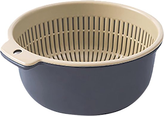 Vergietset Dubbellaags - Keukenzeef Fruitmand - Groenten Fruit Wassen - Verdikt Duurzaam Plastic - 16x14x7 cm - Noords Blauw — afbeelding 4