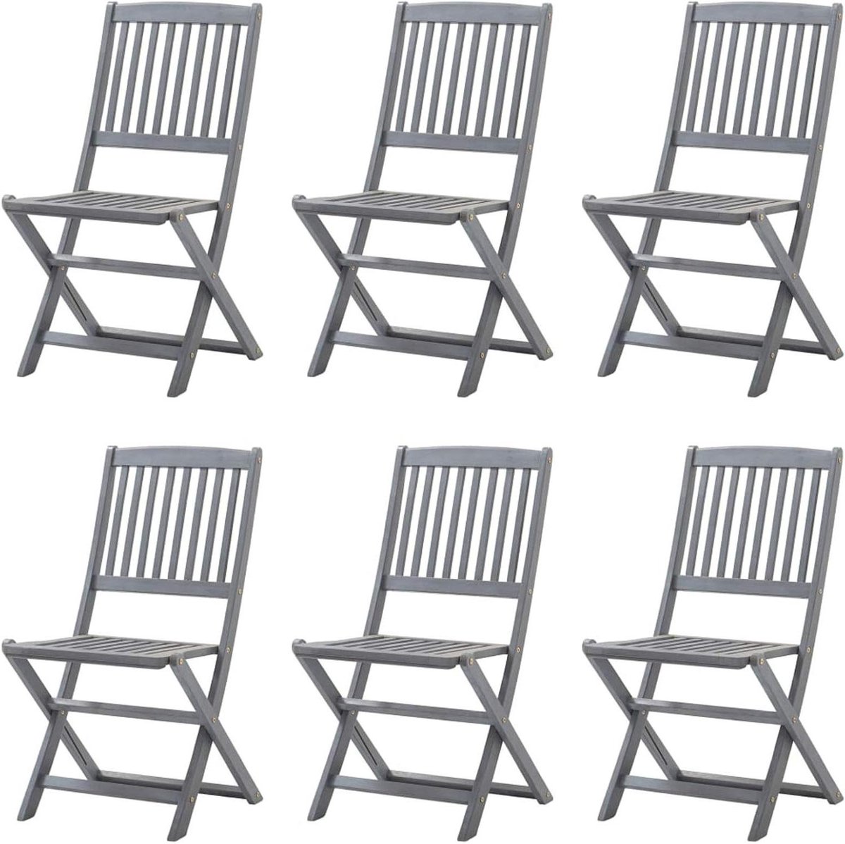 Opvouwbare tuinstoelen - Balkonstoelen set - Buiten eten - Massief acaciahout - 6 stuks - Grijs