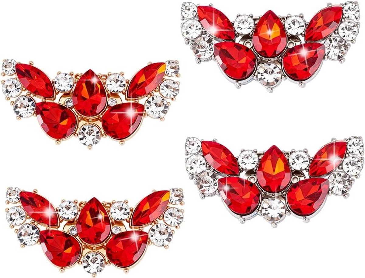 Rhinestone Schoenclips voor Bruiloften - 4 Stuks, Verwijderbare Strass Schoenaccessoires, Glanzende Decoratie voor Dames en Feestelijke Gelegenheden