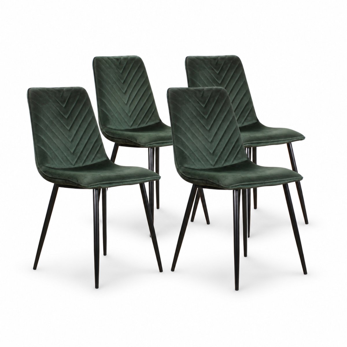 DS4U® - Gaby eetkamerstoel - Set van 4 - Groen - Velvet