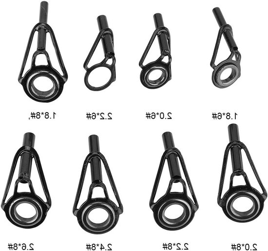 Complete Reparatieset voor Vissers, Zwarte RVS Keramische Ring Gidsen, 80 Stuks in 8 Maten voor Onderhoud en Vervanging van Hengels — afbeelding 5