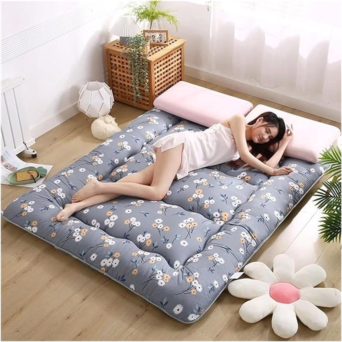 Vloermatras Futonmatras - Opvouwbaar slaapbed - Comfortabel slapen - Traagschuim vulling - 100x200cm - A