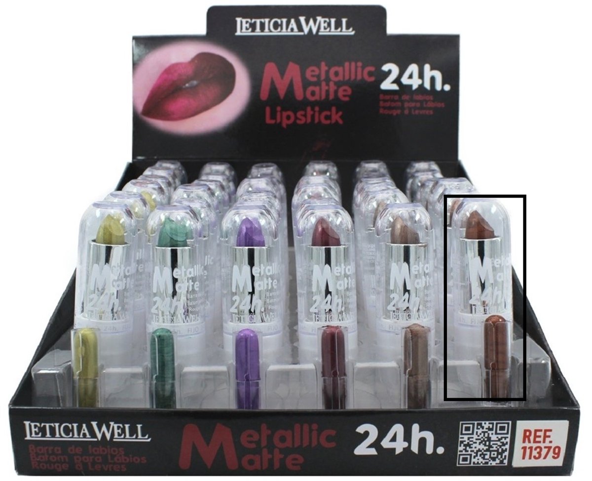 Leticia Well - Metallic Matte Lipstick / Lippenstift - Goud Bruin - Nummer 32 - 1 Stuks met 3,8 gram inhoud