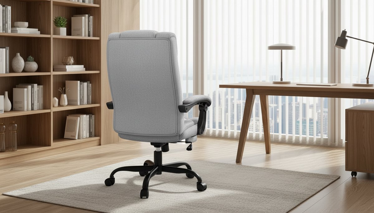 House&Garde Bureaustoel Ergonomisch met Voetensteun en Verstelbare Lendensteun - House&Garden Executive Relax Pro - Directiestoel met Hoge Rugleuning, Hoofdsteun, Kantelfunctie 90°-150°, Verstelbare Hoogte en Wielen - Grijs Linnen