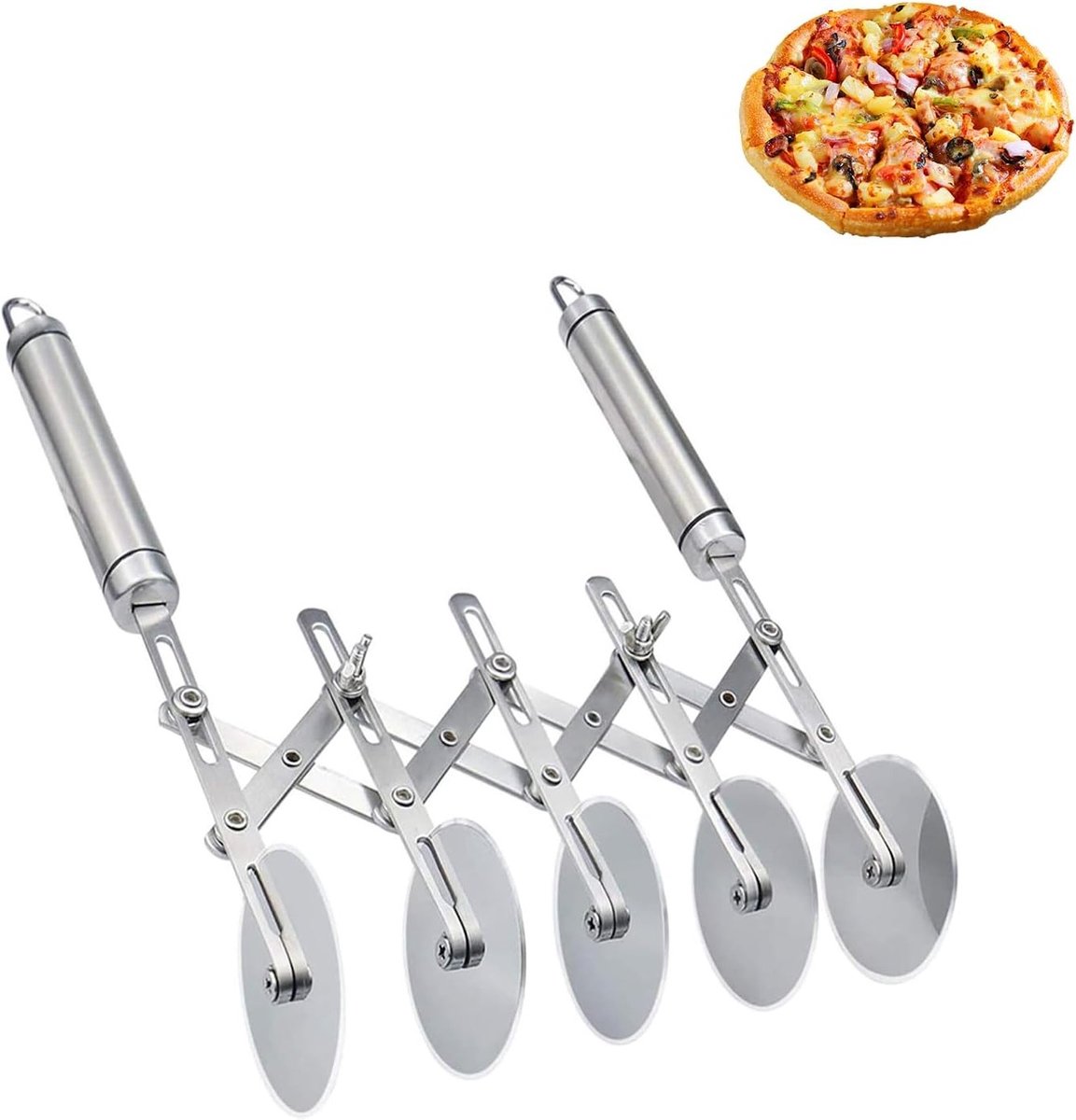Verstelbare Deegsnijder met Handvatten, RVS Deegwiel voor Pizza, Taart en Gebak, Vaatwasserbestendig, Perfect voor Bakken