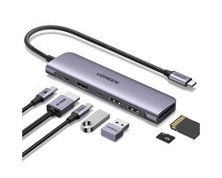UGREEN Revodok 7-in-1 USB-C Hub – 4K HDMI Adapter – 100W Power Delivery – 2x USB-A 3.0 – USB-C Data – SD & MicroSD Kaartlezer – Voor MacBook, iPad, Surface, Samsung en Windows Laptops
