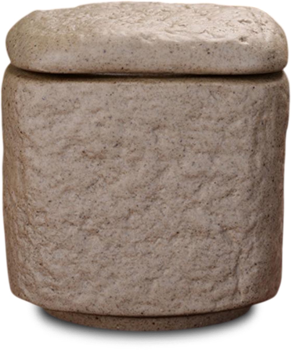 Akerz Mini Urn Steenlook Beige – 90 ml – Keramische Herinneringsurn voor Mens & Huisdier – Inclusief Beschermzakje