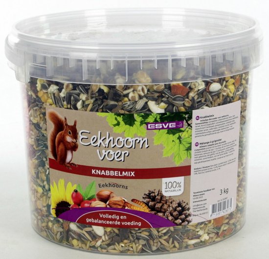 ESVE eekhoornvoer knabbelmix - in handige emmer - 3 kilo -