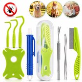 Tomec® Complete Tekentang Set 8-delig – RVS Tekentang & Tekentang, Tekenpincet, Tekenhaak, Tekenkaart, Tekenkam & Opbergetui – Tekenverwijdering Set voor Hond & Kat – Tekenverwijderaar