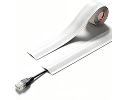 Kabelgoot Vloer - Zachte Kabelbeschermer - 300 × 5,5 cm - Op Maat Te Knippen - Rubber - Voor Buiten en Binnen - Kabeldrempel - Kabelbrug - Kabelmat - Laadkabel - Kabelbeheer voor Tapijt, Houten Vloeren en Muren - Voor Losse Kabels - Wit