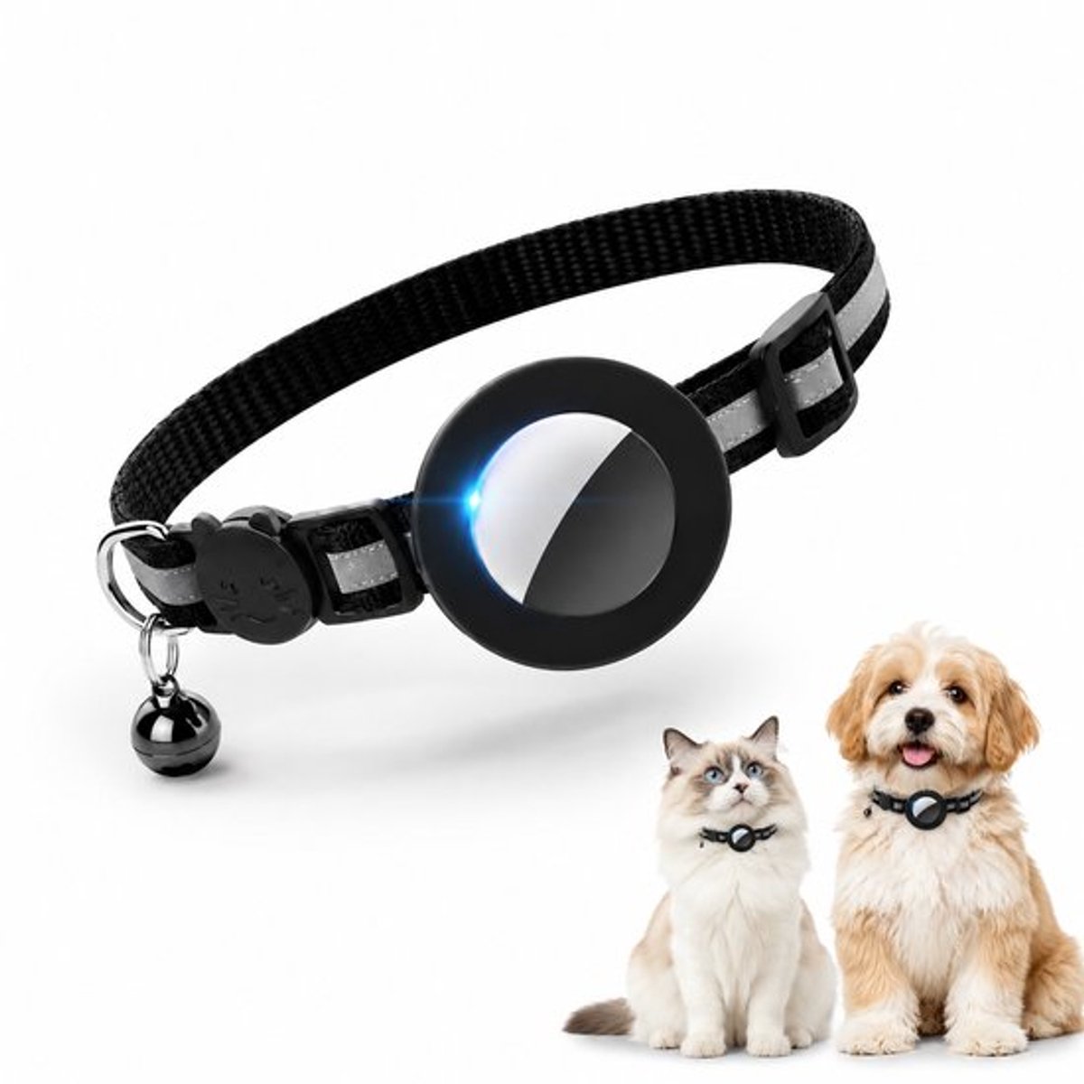 Dierboetiek - Kattenhalsband inclusief Tag - Tuigje Kat Tracker Voor Android - GPS Tracker Kat Zonder Abonnement - Verstelbare Kattenhalsband voor Kat & puppy - Met geluidssignaal - Zwart