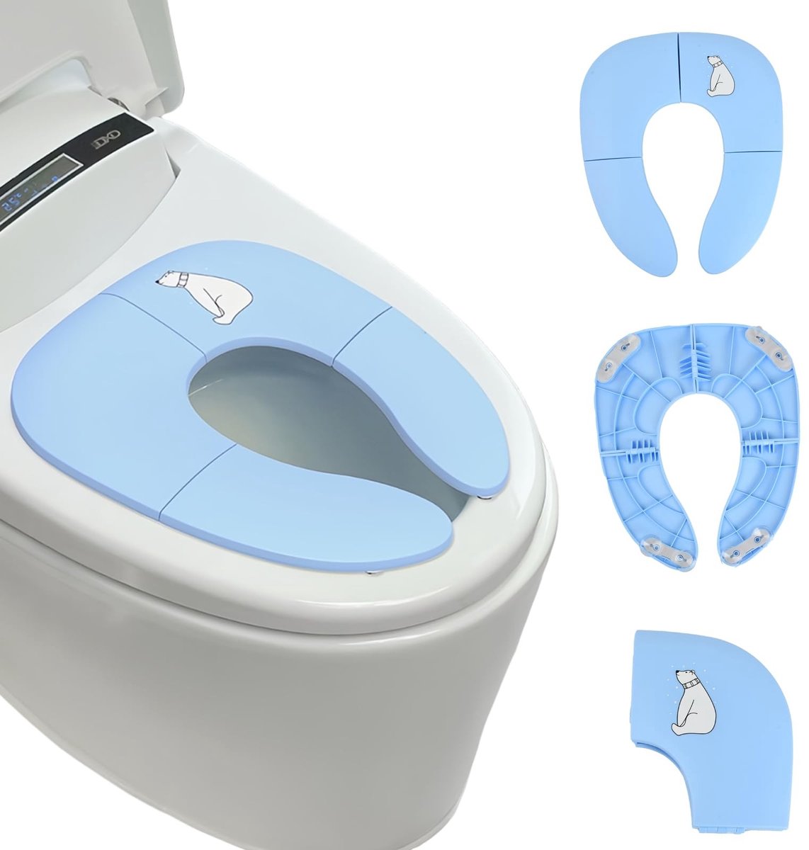 Dailygoods- Opvouwbare Toiletbril - Draagbaar - Antislip - 8 Veiligheidszuignappen - Gemakkelijk te Reinigen - Hoogwaardig PP-Materiaal - Kinderzitje