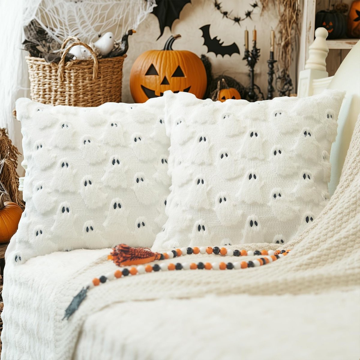 Dailygoods- Kussenslopen set van 2 - Halloween decoratie - Spookkussens - Zachte pluche - 