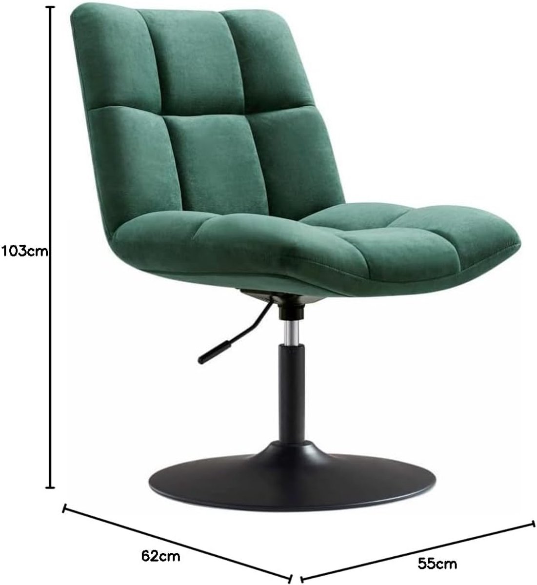 GroenLux Velvet Design Fauteuil – Luxe Scandinavische Armstoel 62D x 55W x 103H cm – Donkergroen (Mobili Bella)