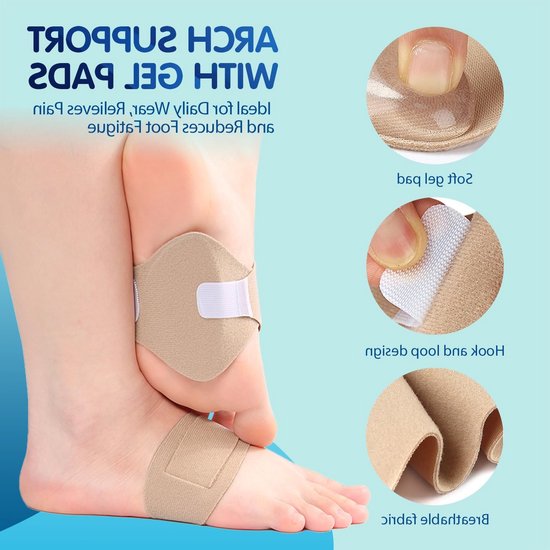 Ondersteunende Sokken voor Plantenfasciitis | Ademend en Verstelbaar | Ideaal voor Vallen Voorkanten en Platte Voeten | Unisex | 1 Paar | Beige — afbeelding 2
