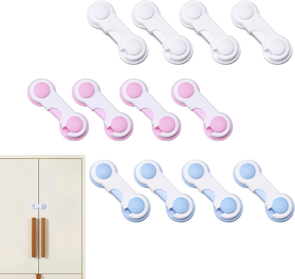 Veiligheidsloten voor Kinderen - 12 Stuks Babyproof Sloten voor Keukenkastjes, Lades en Koelkast - Kindveilige Sloten voor Thuisgebruik