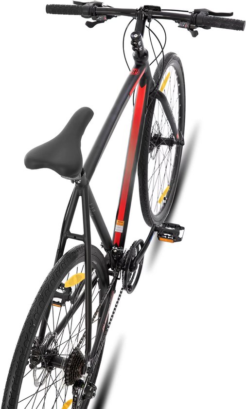 Racefiets - Voor volwassenen - 14 versnellingen, lichtgewicht aluminium frame, geschikt voor stadswoon-werkverkeer en fitness - Zwart, L, 700c van Merkloos — afbeelding 3