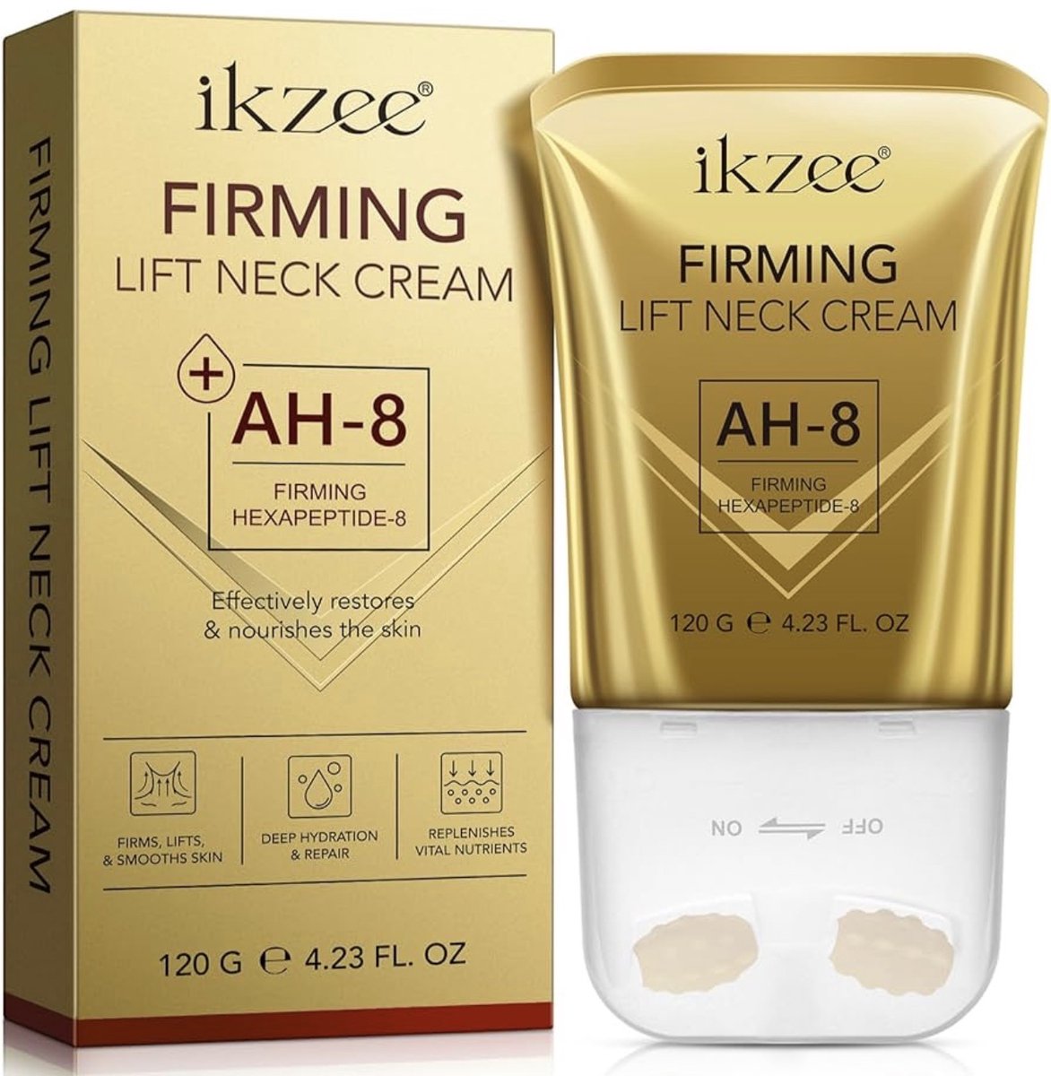 Firming Neck Cream, hals en decolleté crème met roller, nekverstevigende crème tegen rimpels, halslijnen en slappe huid, nekcrème, 120 g