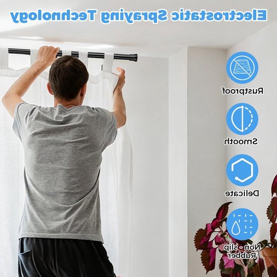 Verstelbare telescopische spanklem stang voor gordijnen, keukenkasten en kledingkasten - 30-50 cm (Diameter 13 mm) - Ideaal voor boekenplanken en opbergruimte — afbeelding 3