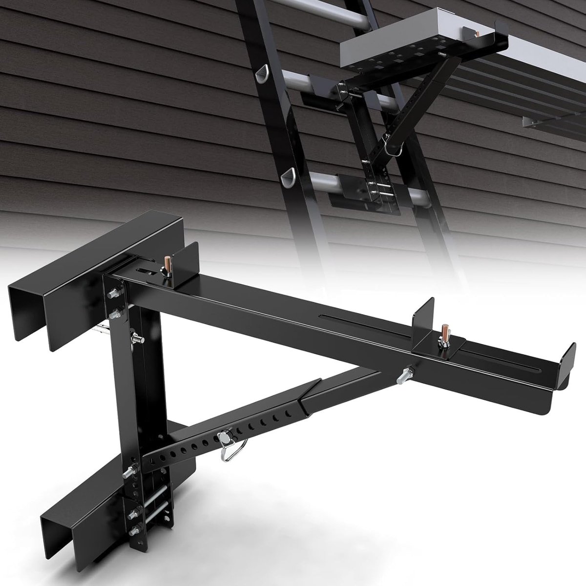 KARZO 2 stuks steigerhouders, trapjack met twee treden voor professionele bouwladders (zwart)