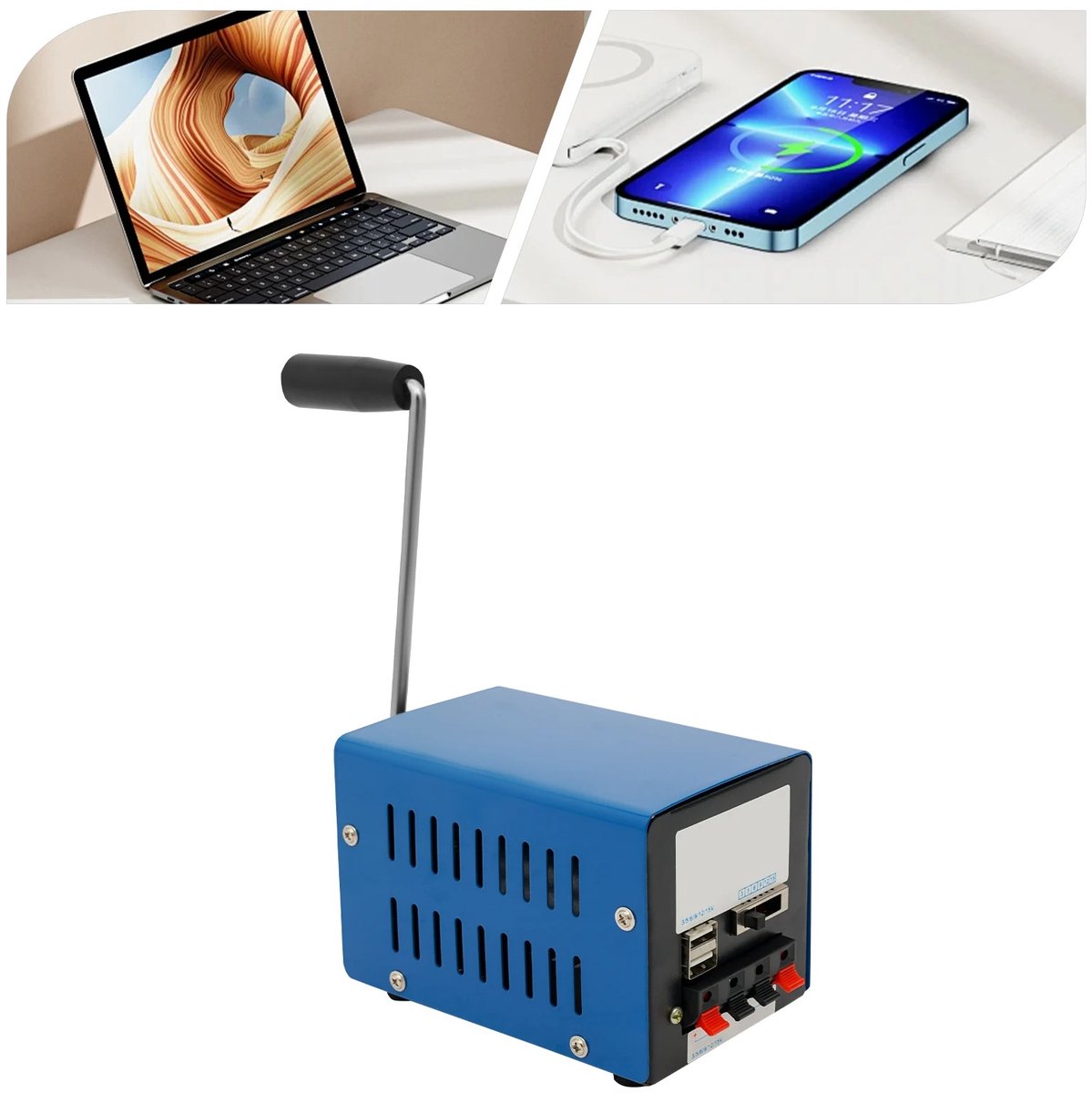 LUMÈ STORE Handgenerator 20W – Handslinger Generator USB – Noodstroom Oplader – Draagbare Crank Generator – Outdoor Powerbank – foto 4