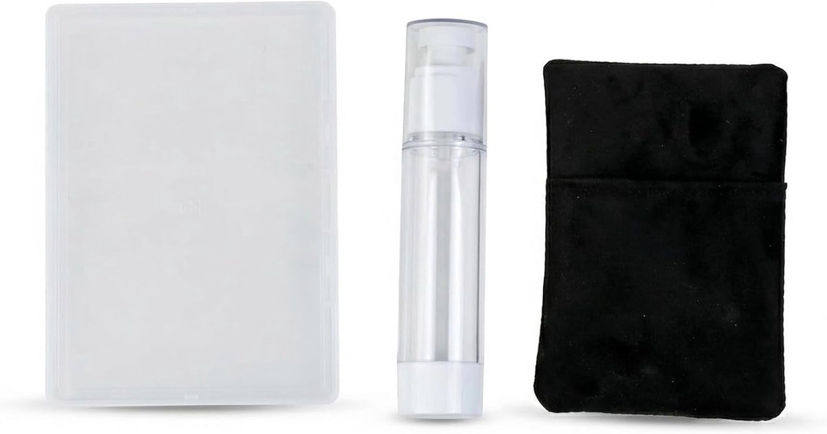 Rechthoekige Microvezeldoek voor het Schoonmaken van Schermen, Inclusief Sprayfles en Opbergdoos, Ideaal voor Laptops, Computers, Tablets en Camera's, Zwart
