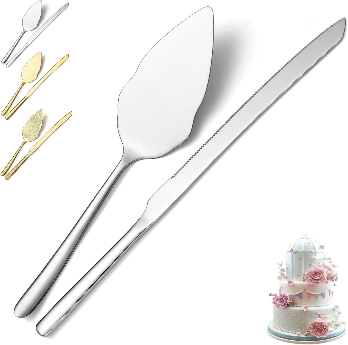 Stainless Steel Taartschepper Set voor Bruiloften, Feestjes en Verjaardagen, Vaatwasmachinebestendig en Duurzaam