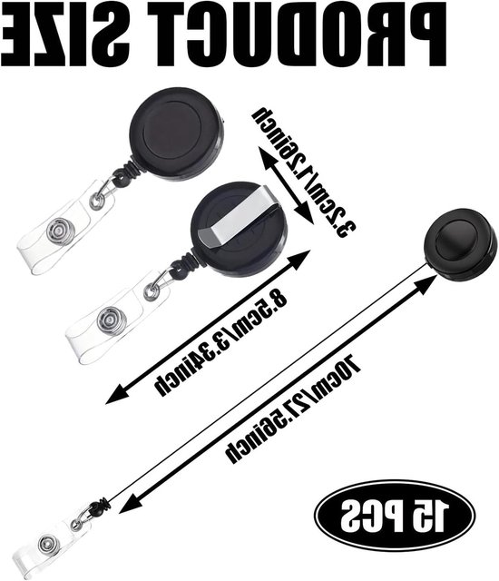 Retractable Badge Holder Set met 15 Stuks, Verlengbare Lanyard en Stevige Badge Reel voor ID Kaarten, Sleutels en Werkers in Gezondheidszorg en Onderwijs — afbeelding 5