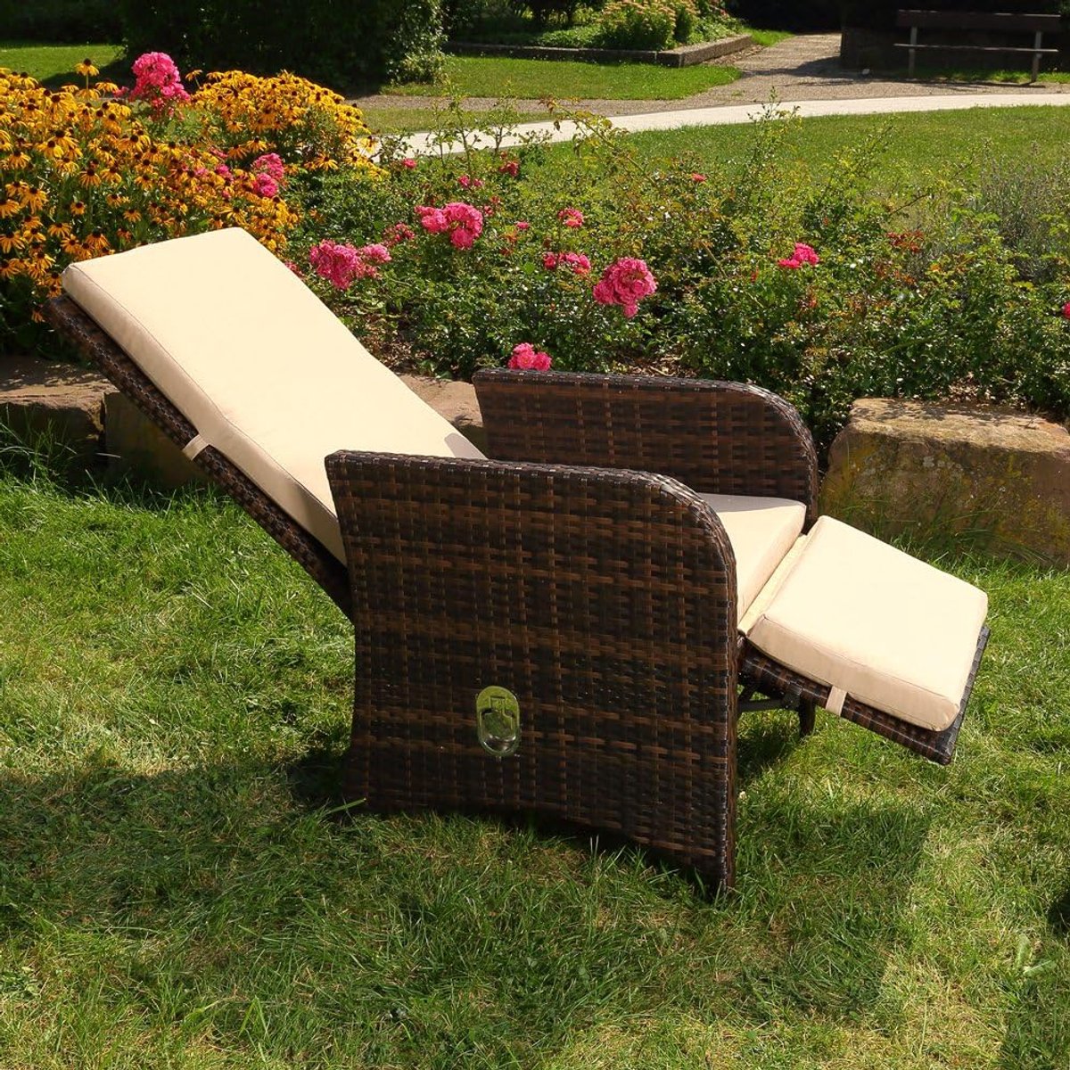 Balkonset 2 Personen Verstelbaar – - Bruin - Verstelbaar – Polyrattan Loungestoelen Bruin - Medahomestore