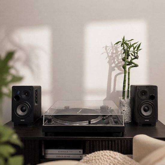 Speaker Standaard Geschikt voor Edifier R1280DB – 13° Kanteling – Anti Vibratie Basis – Compact Design – Zwart — afbeelding 3