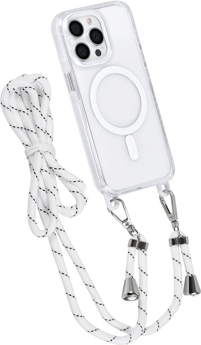 TUNIQ telefoonhoesje voor Apple iPhone 13 Pro - MagSafe backcover met koord - Wit