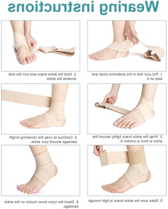 Verstelbare Enkelbandage met Dikke Compressie voor Stabiliteit en Comfort, Unisex, Geschikt voor Sport en Dagelijks Gebruik - Beige - Maat L - Ondersteuning, Bescherming, Blessurepreventie — afbeelding 4