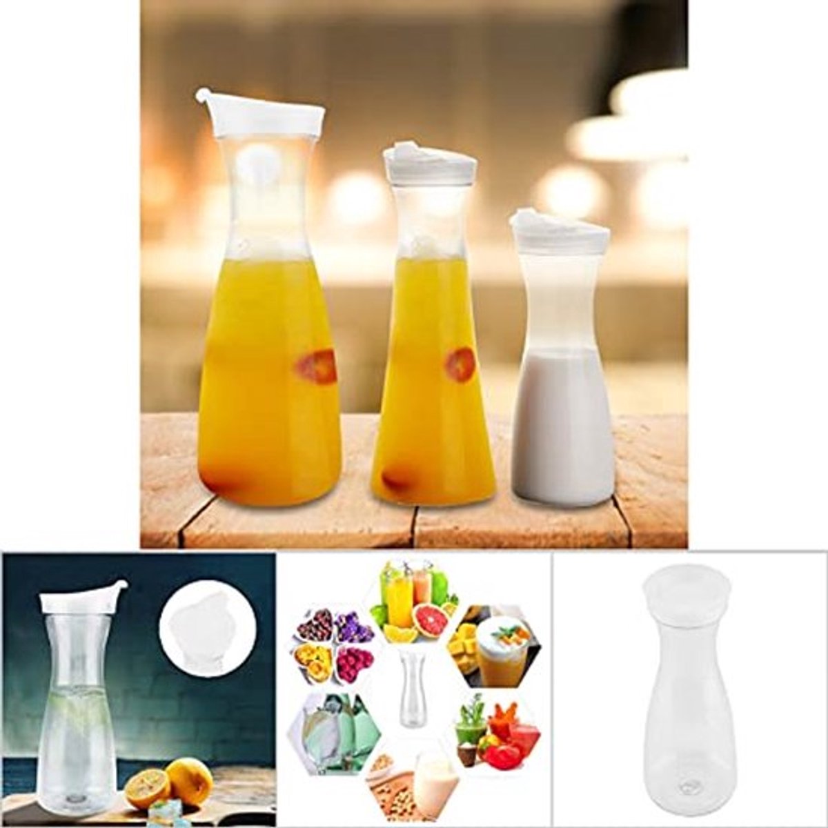 Sapfles acryl transparant waterkruik vriezer sap melkketel met deksel voor bar thuisgebruik 1000ML