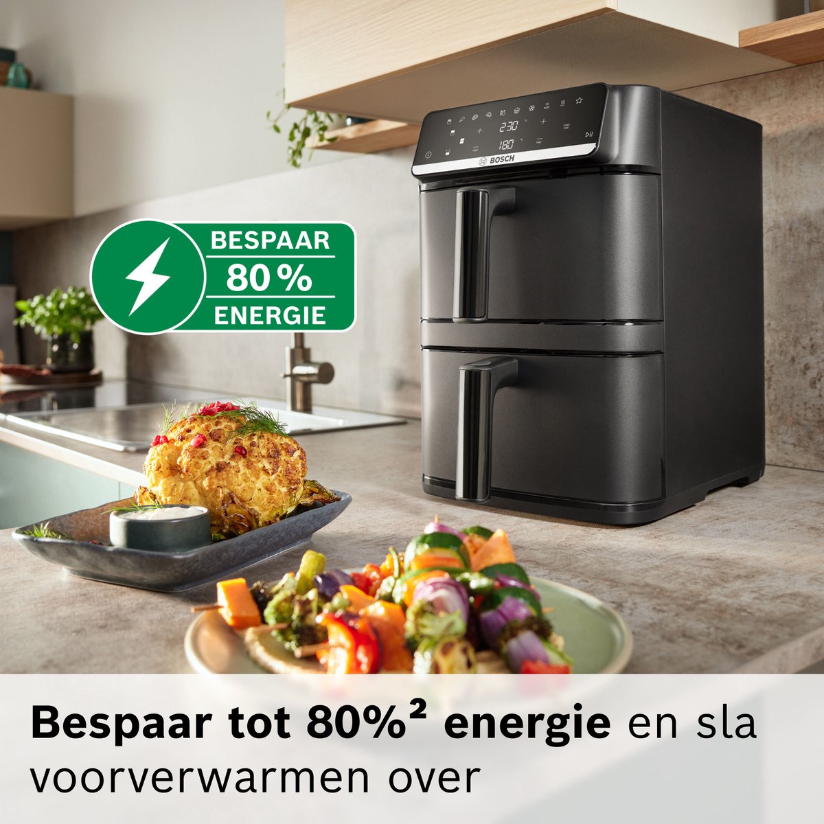 Bosch MAFD661B0: 12L dubbele airfryer voor gezinnen thumbnail 3
