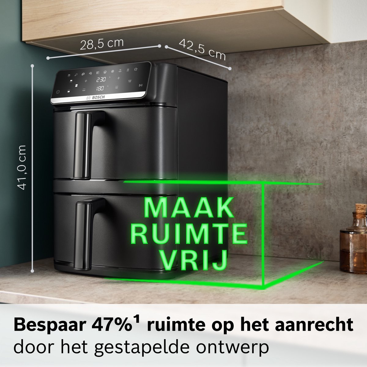 Bosch MAFD661B0: 12L dubbele airfryer voor gezinnen thumbnail 6