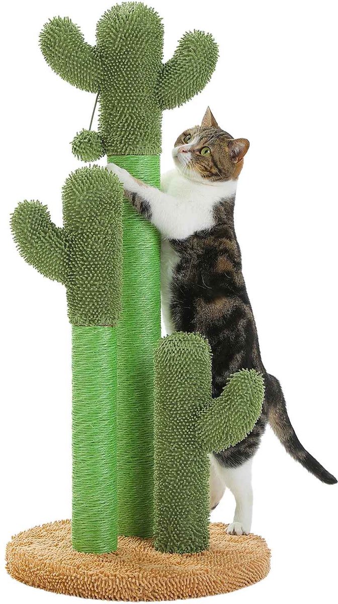 Casa Living Katten Krabpaal Cactus - 3 Sisal Krabstammen - Interactief Speelgoed - Uniek Cactus Design - Groen - 83CM Hoog