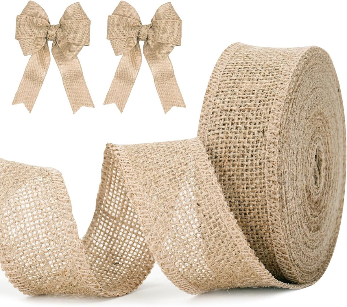 Hessiaanse Jute Lint 4cm Breed, 10m Rol, Ideaal voor Cadeau Inpakken, Creatieve Projecten en Feestdecoratie