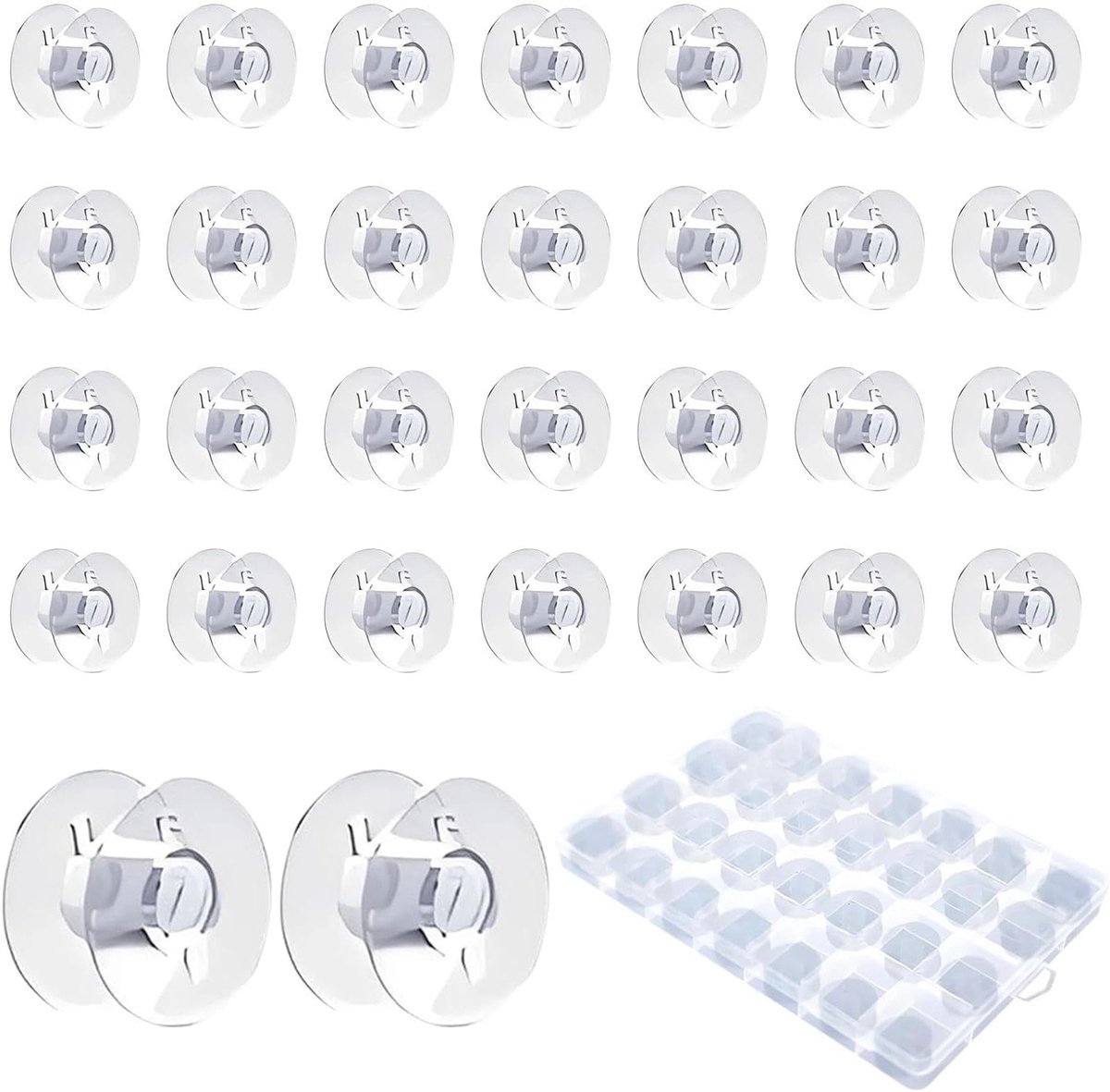 30 Stuks Plastic Naaimachine Spoelen met Opbergdoos voor Onderdraden en Naaiprojecten