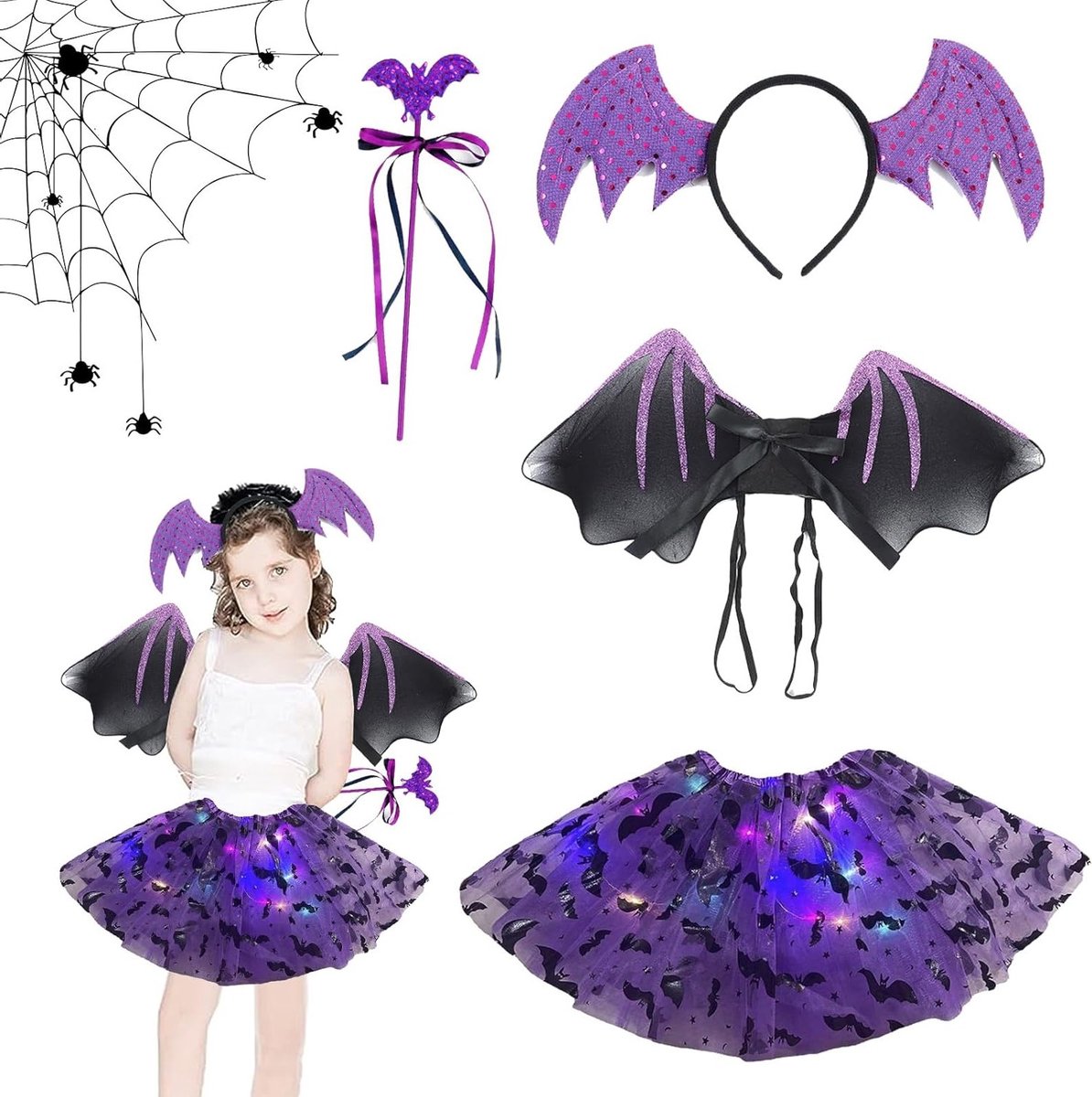 Vleermuis Kostuum voor Meisjes, Perfect voor Halloween, Carnaval en Themafeesten, Kinderen's Kostuums
