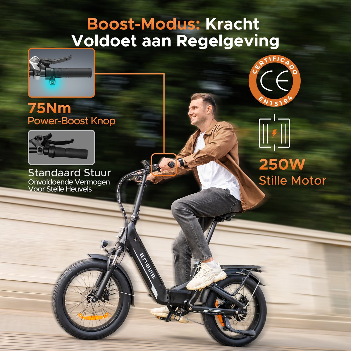 ENGWE L20 3.0 Boost Elektrische fiets - Actieradius 135km - Verwijderbare batterij 48V13.5Ah - Motor 250W - Shimano 7 versnellingen - Hydraulische schijfremmen - 20 Inch Commuter E-Bike - Fatbike - Zwart – foto 2