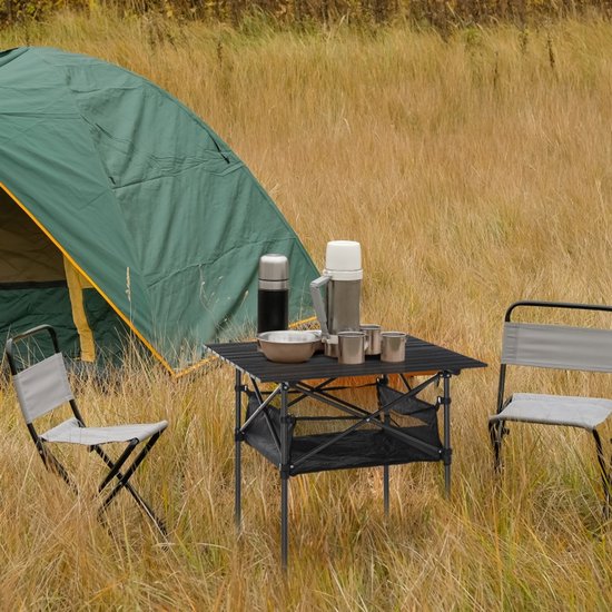 Opvouwbare Campingtafel - Inklapbare Tafel - 70x70x69 cm - Lichtgewicht en Duurzaam - Kampeertafel - Inclusief Draagtas - Voor Tuin, Balkon, Strand & Kamperen - Zwart — afbeelding 3