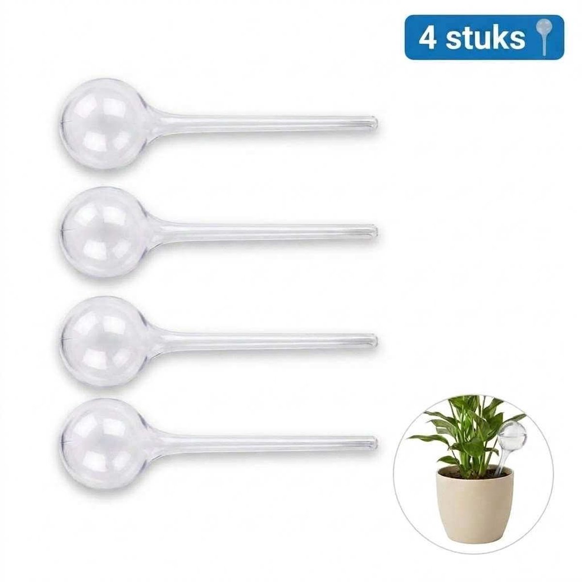 DIVERZA Waterdruppelaar – Druppelsysteem voor planten – Kamerplanten en Buitenplanten - Waterbol – Automatisch Watergeefsysteem – Druppelsysteem 250 ML – 4 stuks – Transparant