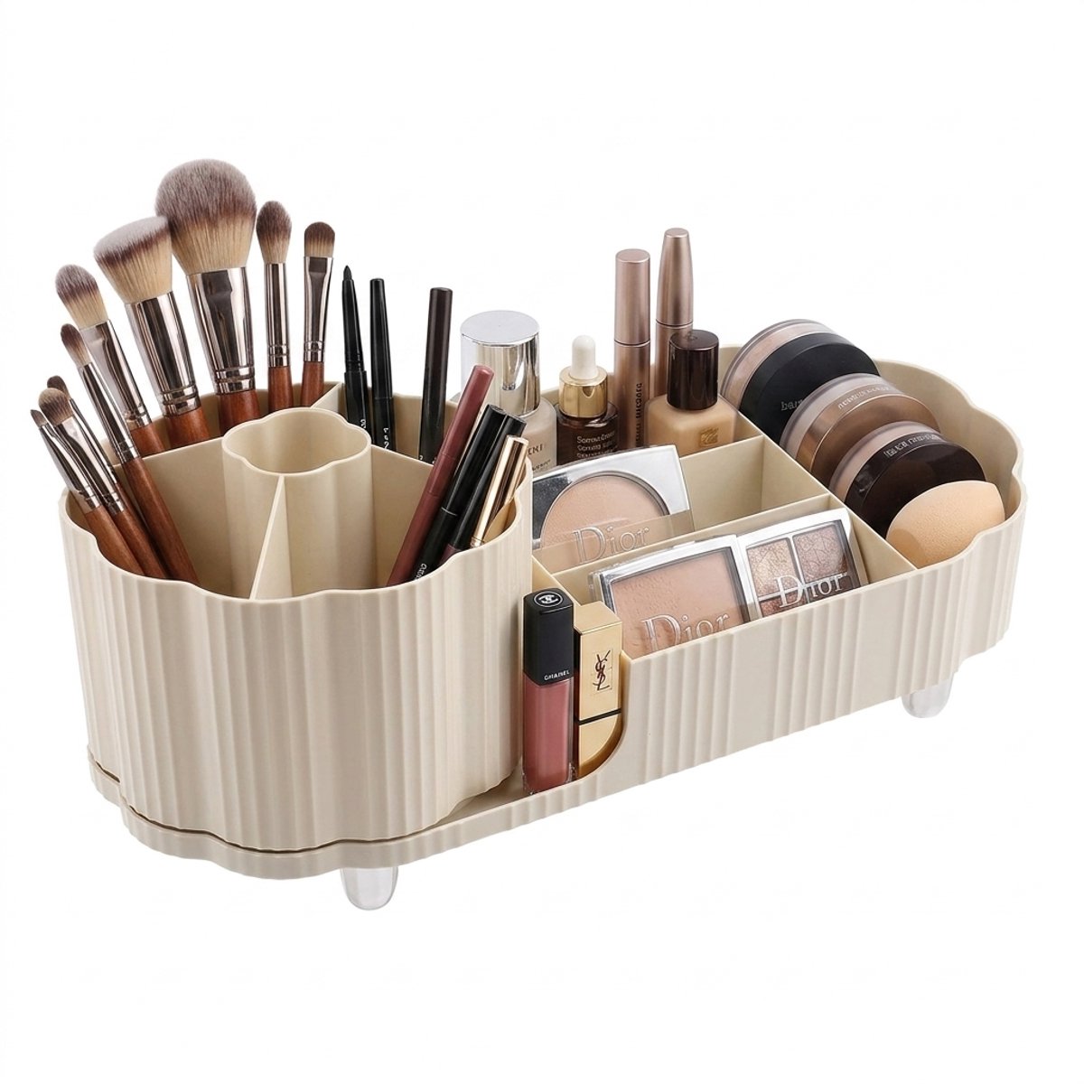 Hearyoo Make-up Organizer 360° Draaibaar – Cosmetica Opbergdoos met Vakken – Multifunctioneel – Ruimtebesparend