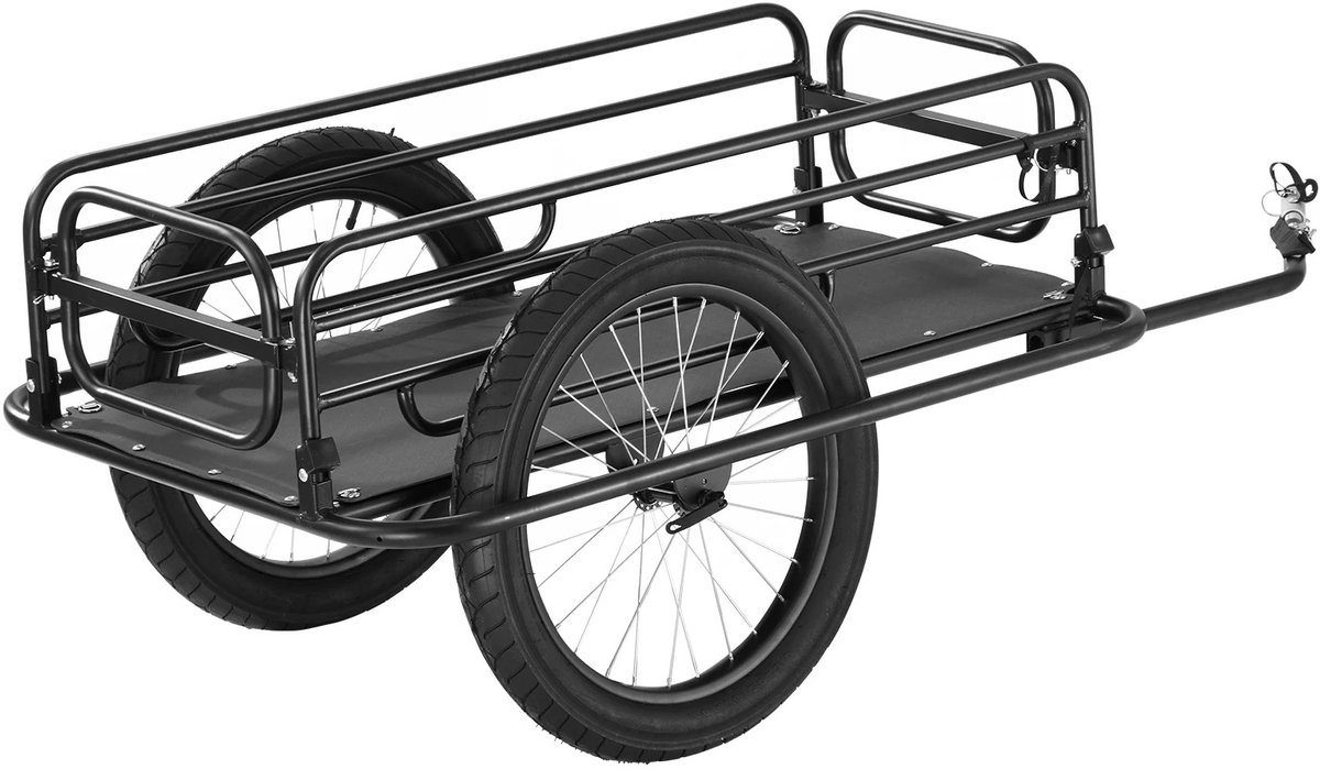 Mosh Stories Fietskar 125 kg – Opvouwbare Bike Cargo Trailer met 20 Inch Wielen - Stalen Transportkar - Universele Trekhaak