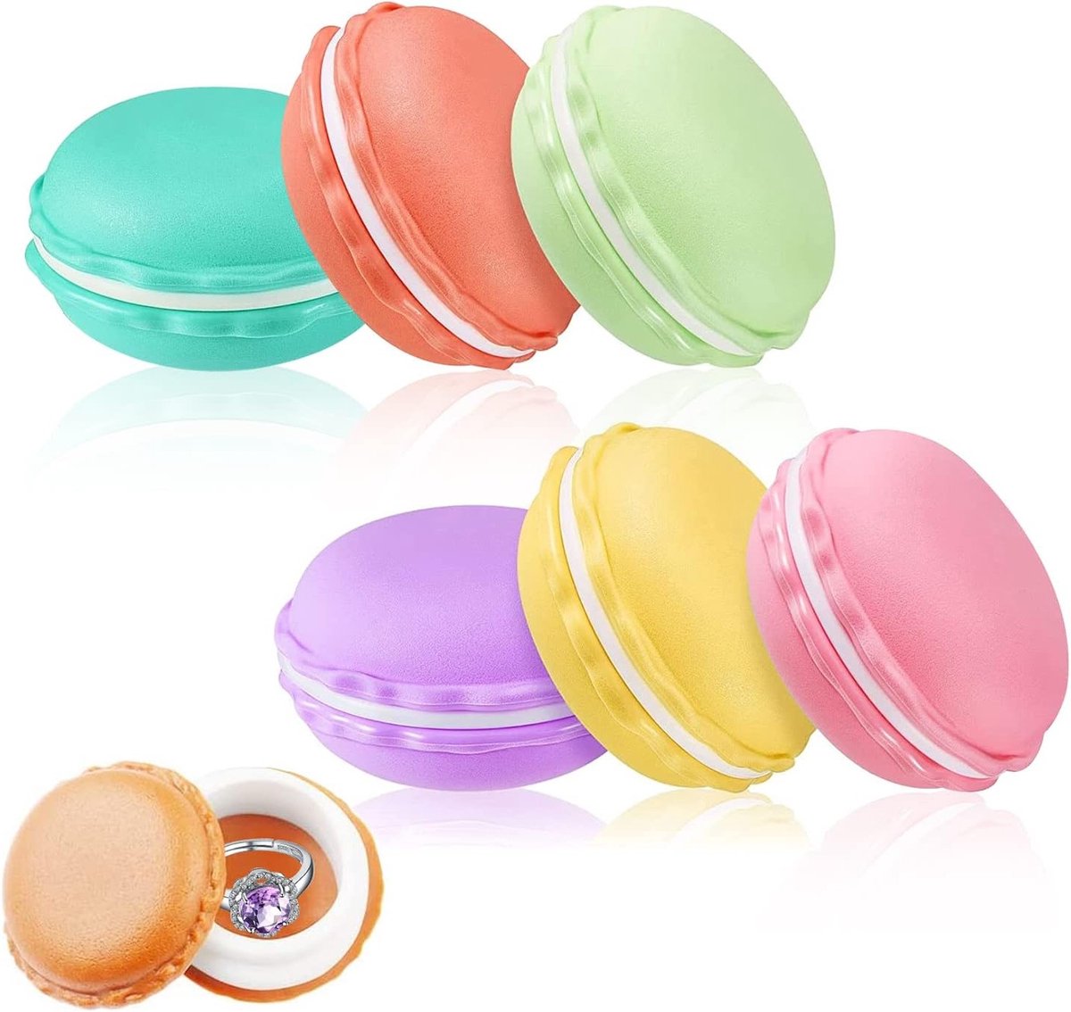 Mini Macarons Doos voor 6 Stuks, Multifunctionele Opbergdoos voor Sieraden, Ideaal voor Oorbellen en Kettingen