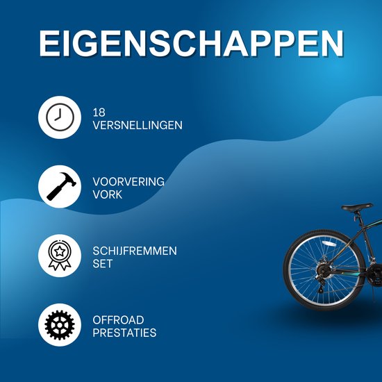 Mountainbike - Voor heren en dames - 18 versnellingen, voorverende vork, dubbele mechanische schijfremmen - 66 cm, oranje van Merkloos — afbeelding 2